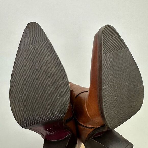 Emanuele Crasto Made in Italy Women’s Leather Cognac Brown Heel Mid Calf Western - Picture 13 of 13